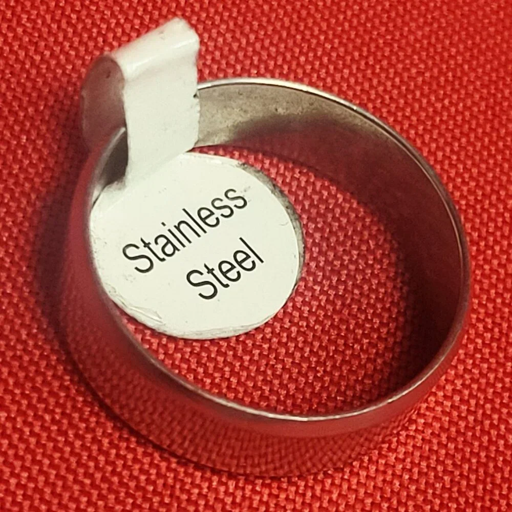 Stainless Steel Wide Band Ring Size 22 Silver Tone Unisex